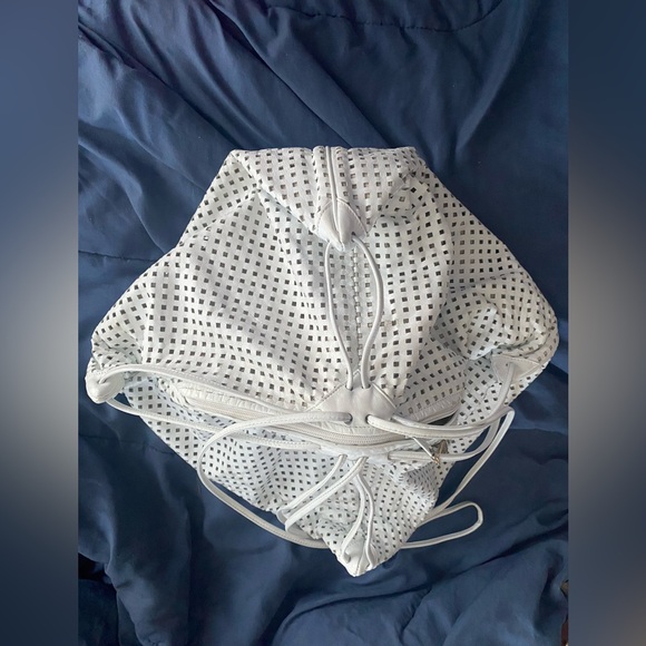 White Perforated Crossbody Bag with Airy Texture - Picture 2 of 4